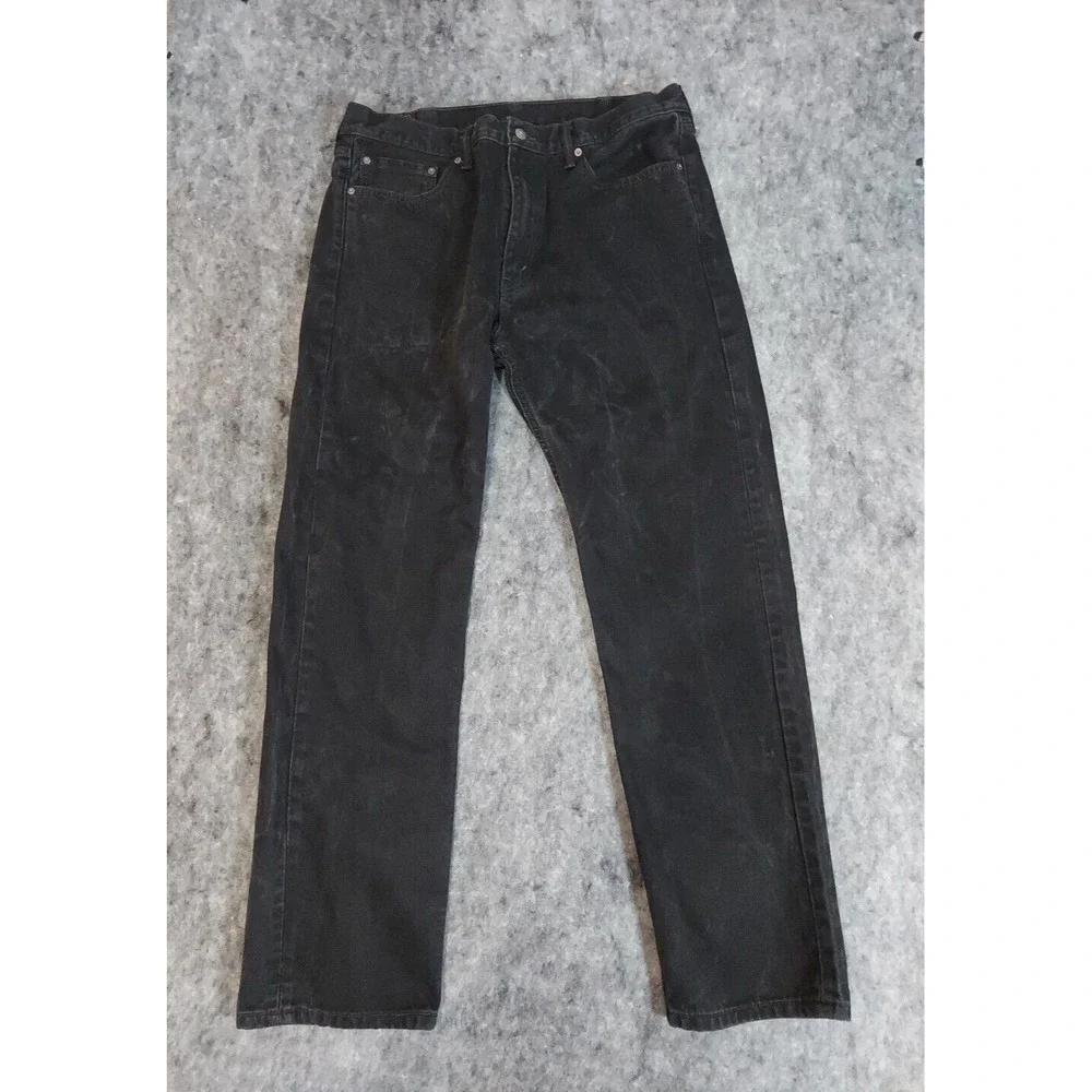 Levis‎ Jeans Mens 38x34* Black 505 Regular Fit Straight leg Denim (Actual 36x33)